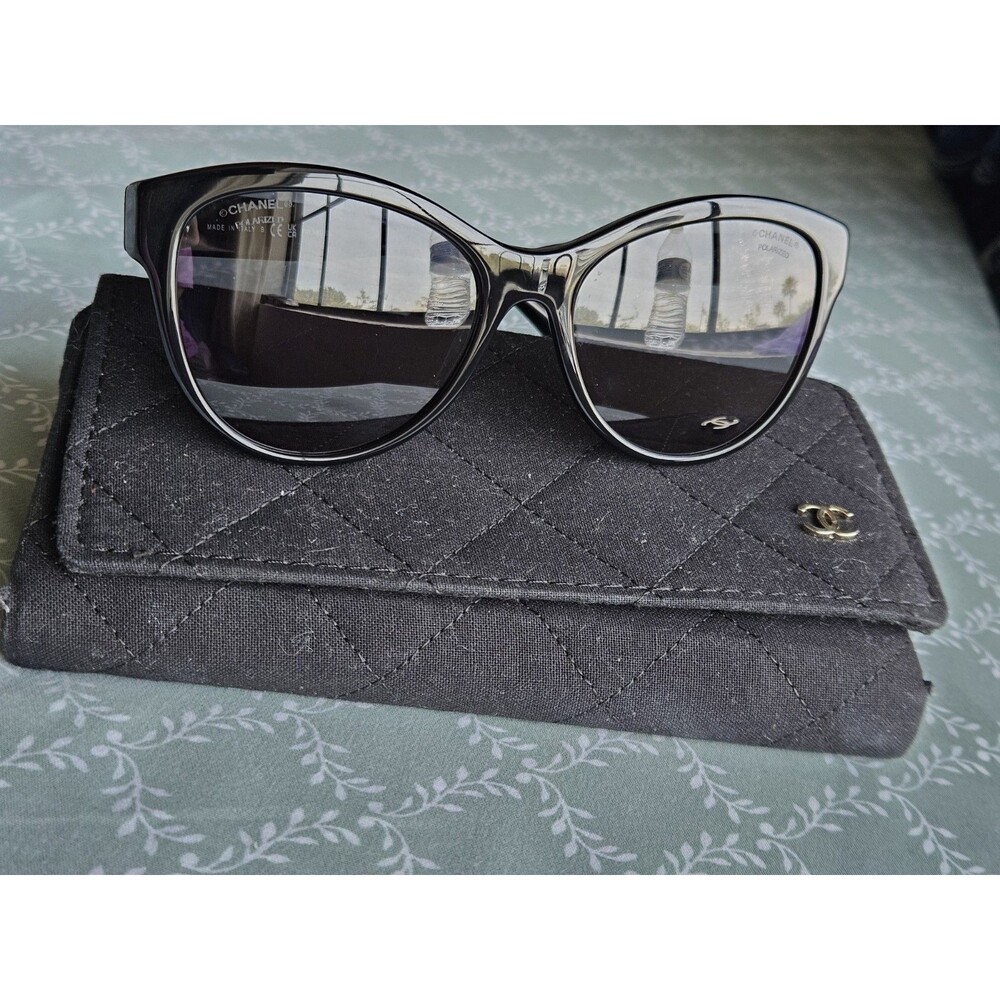 CHANEL 8458 Women’s Black Cat Eye Plastic Full Rim Eyeglasses Frames 55-17 140